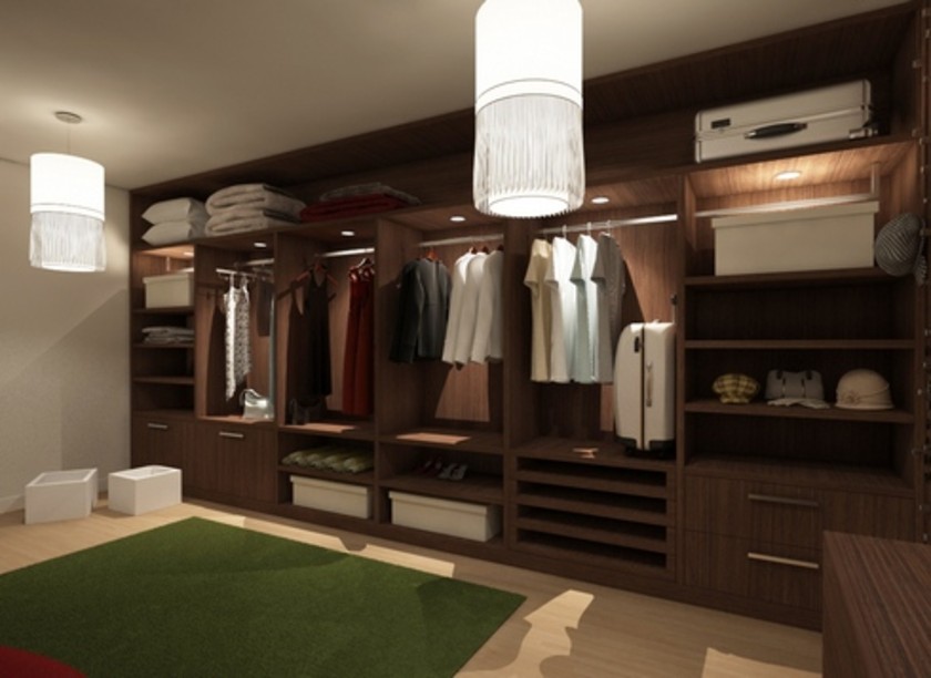 Классическая гардеробная комната из массива с подсветкой Ейск